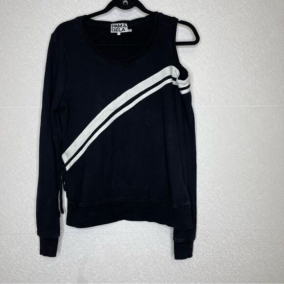 Pam & Gela Cold Shoulder Side Tie Sweatshirt S - Picture 5 of 8